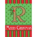 Magnolia Garden Flags 13 x 18 in Merry Christmas Monogram R Burlap Garden Flag 1661